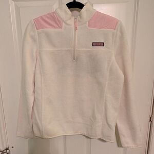 Vineyard Vines Fleece Pullover Size Small Pink & White